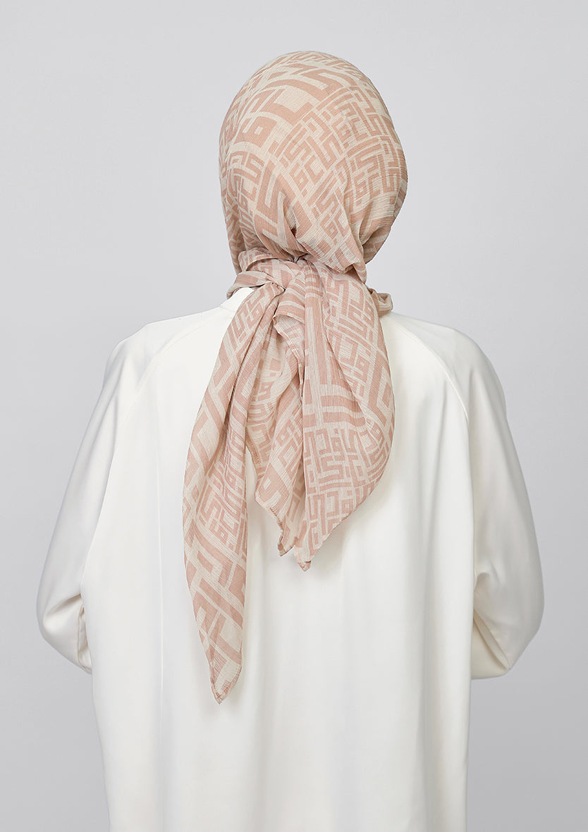 CARRE - BOKITTA MONOGRAM SAND PRINTED CRINKLE CHIFFON