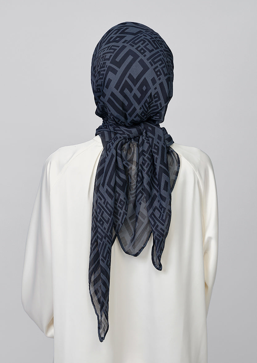 CARRE - BOKITTA MONOGRAM INK PRINTED CRINKLE CHIFFON