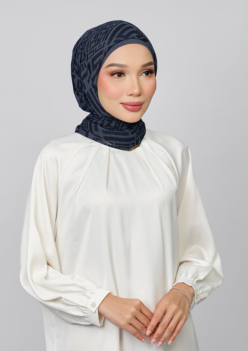 CARRE - BOKITTA MONOGRAM INK PRINTED CRINKLE CHIFFON