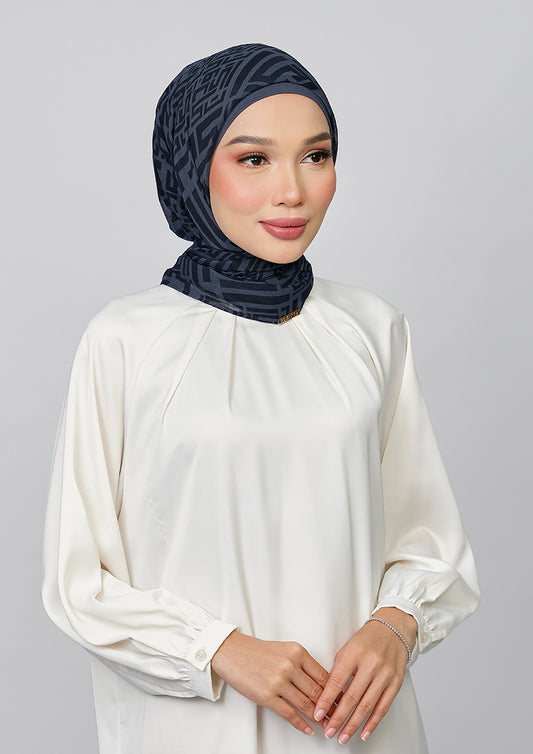 CARRE - BOKITTA MONOGRAM INK PRINTED CRINKLE CHIFFON