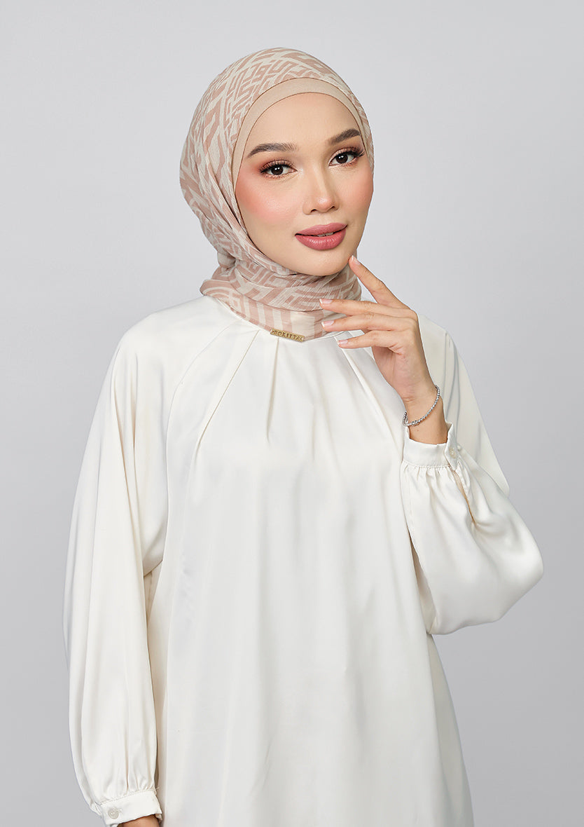 CARRE - BOKITTA MONOGRAM SAND PRINTED CRINKLE CHIFFON