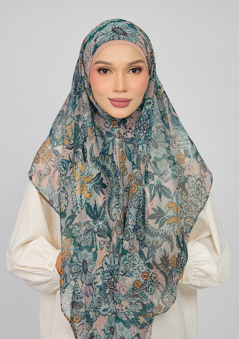 BOKITTA CARRE GREEN RIVERIA CRINKLED CHIFFON