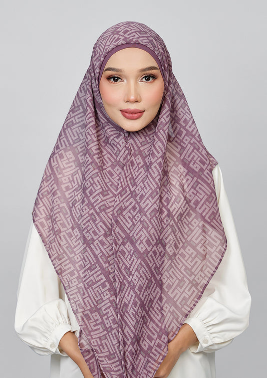 CARRE - BOKITTA MONOGRAM MAUVE PRINTED CRINKLE CHIFFON