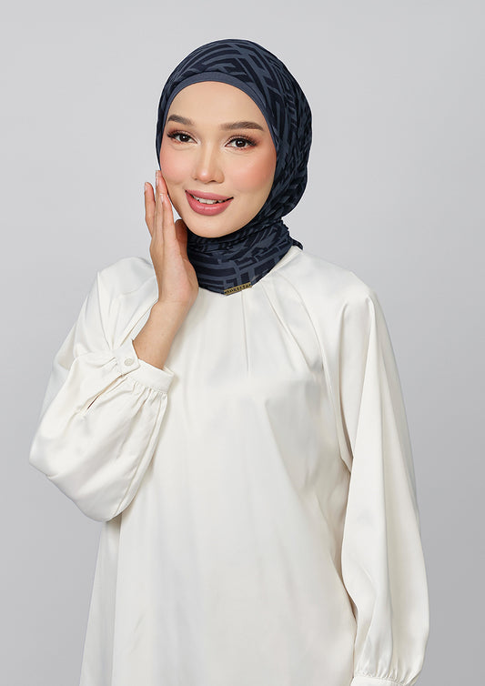 CARRE - BOKITTA MONOGRAM INK PRINTED CRINKLE CHIFFON