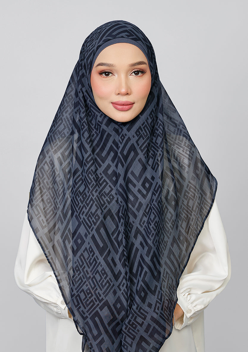 CARRE - BOKITTA MONOGRAM INK PRINTED CRINKLE CHIFFON