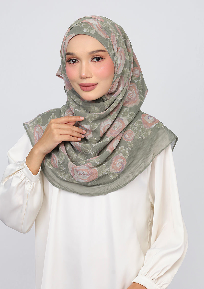 BOKITTA VOILA MAXI VERDE PRINTED CRINKLED CHIFFON