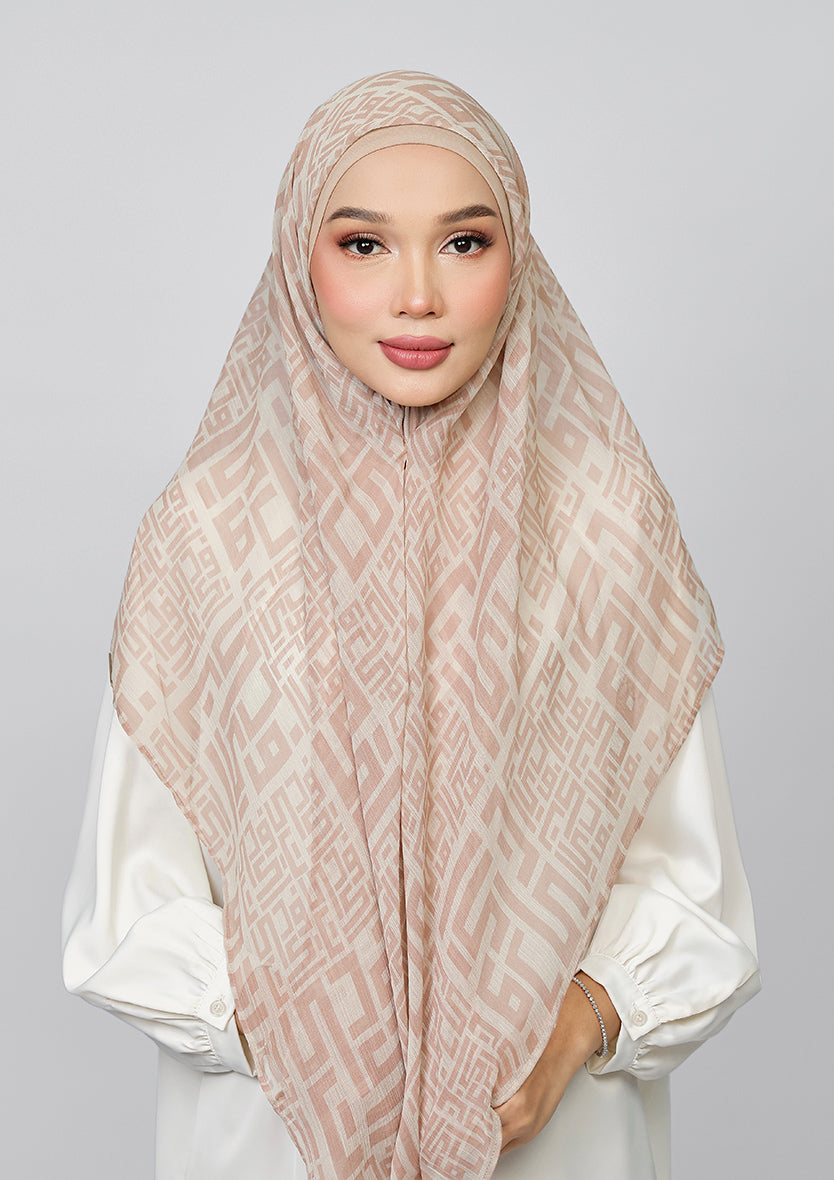 CARRE - BOKITTA MONOGRAM SAND PRINTED CRINKLE CHIFFON