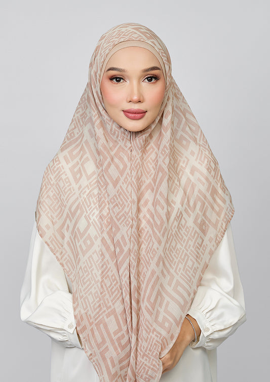 CARRE - BOKITTA MONOGRAM SAND PRINTED CRINKLE CHIFFON