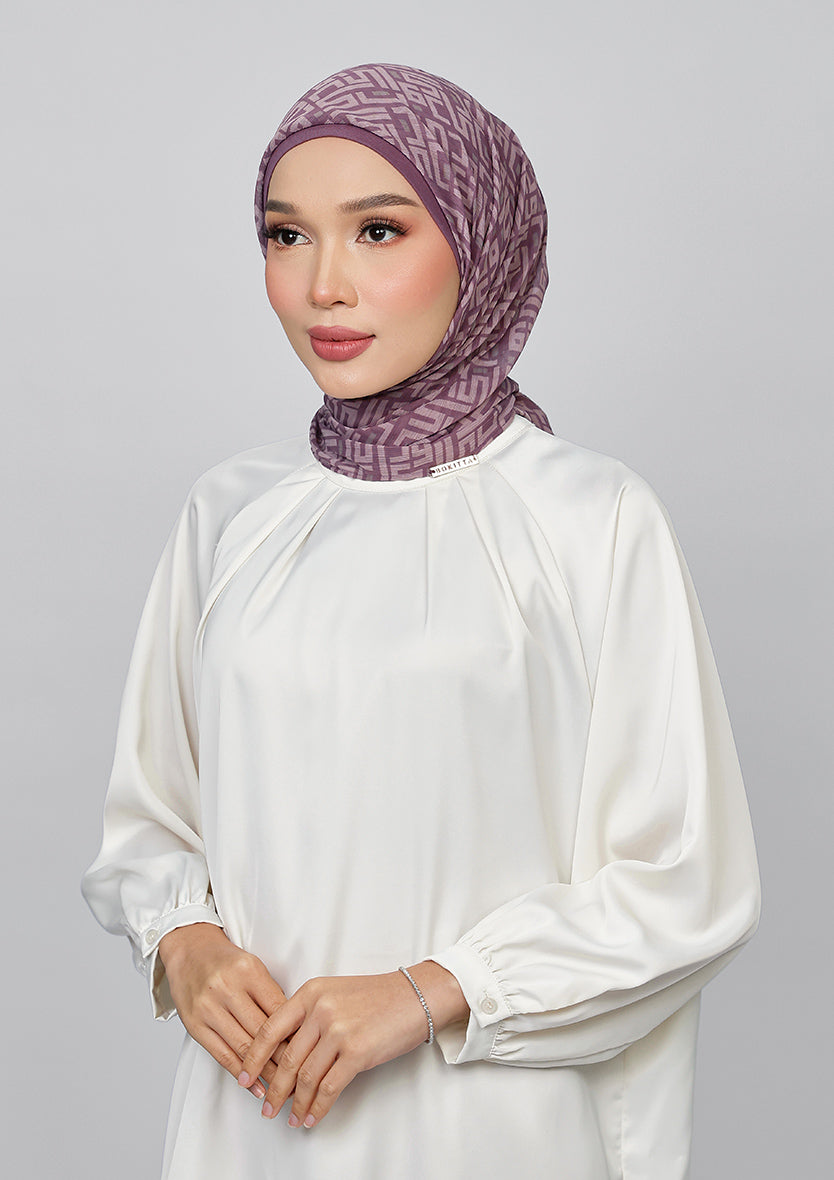 CARRE - BOKITTA MONOGRAM MAUVE PRINTED CRINKLE CHIFFON