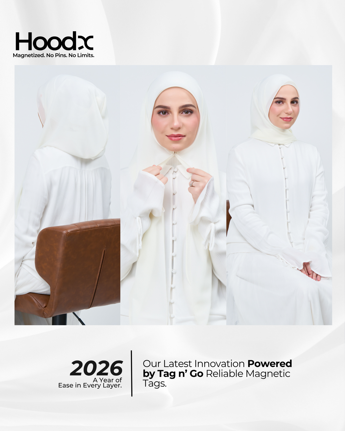 SHERA LEE HOODX IVORY WHITE CHIFFON