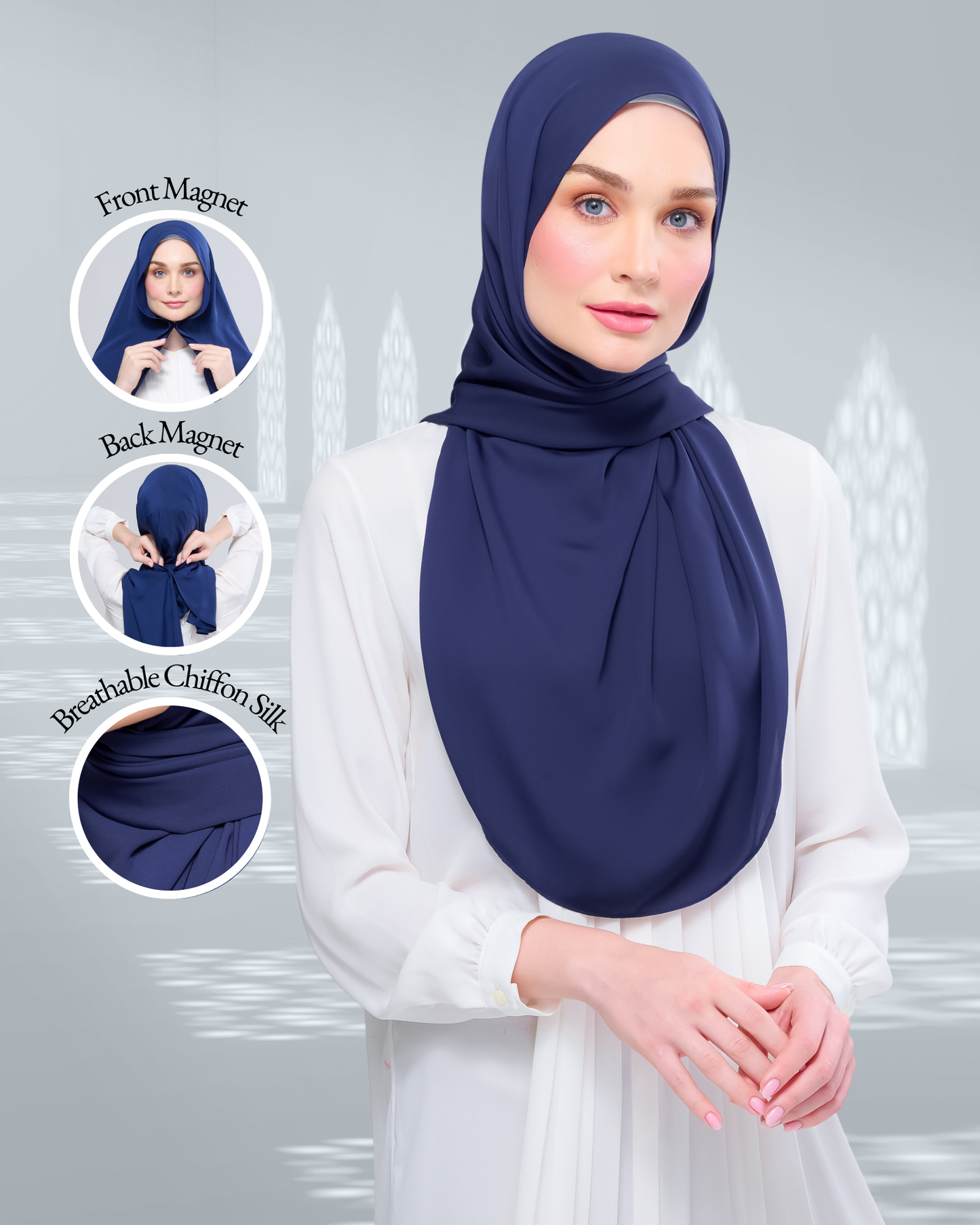 SHERA LEE TNG NAVY BLUE CHIFFON SILK